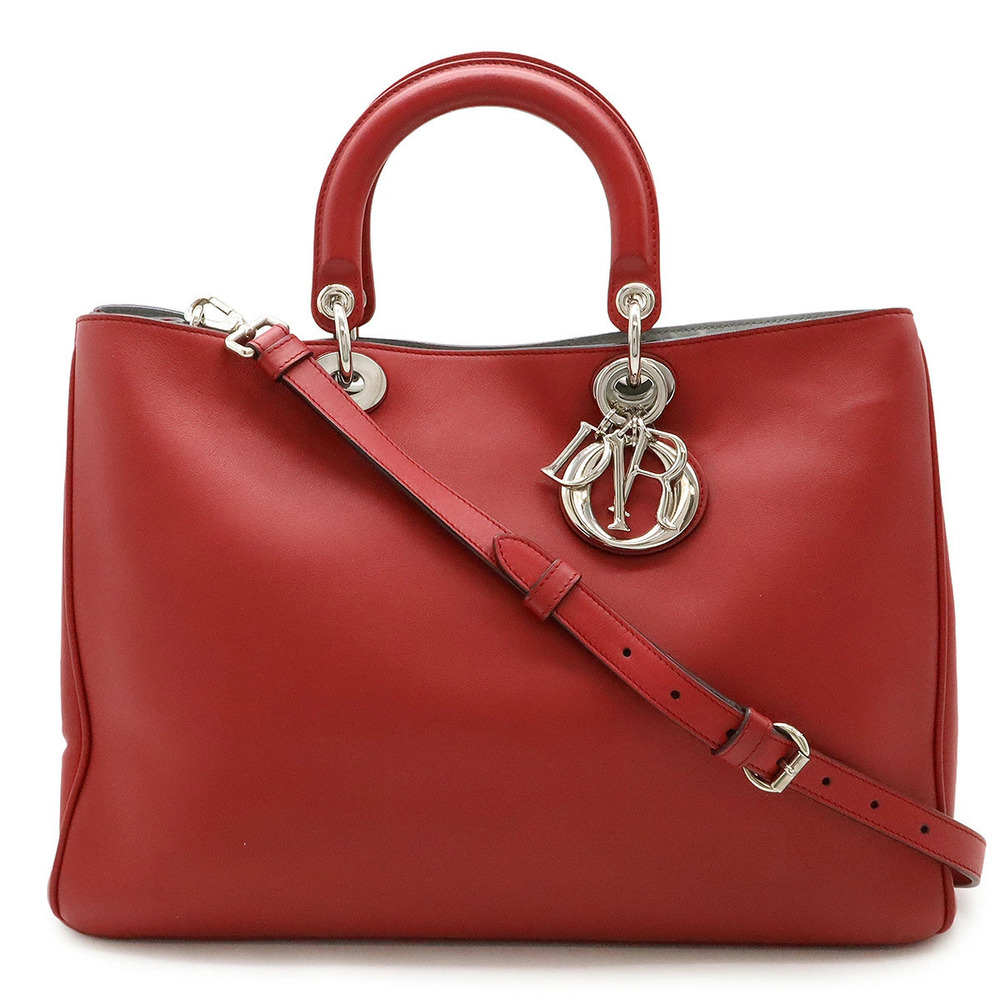 Christian Dior Diorissimo Tote Bag Handbag Shoulder Leather Pinkish Red